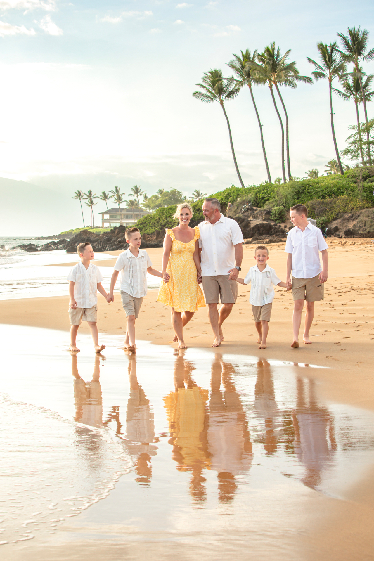 Gina Merren with her family on the beach